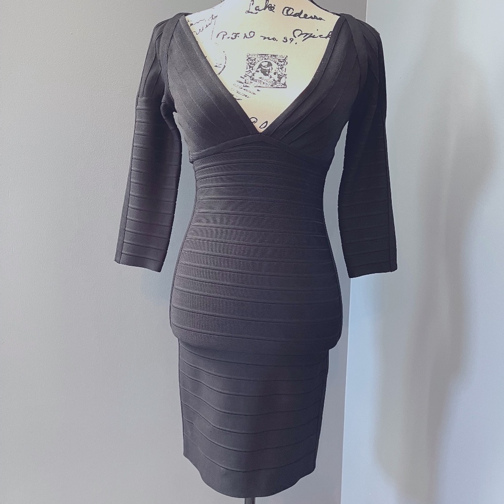 HERVE LEGER Black Kayann Bandage Dress Size: S